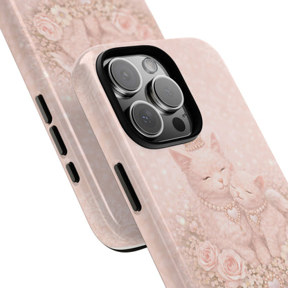 Phone Case — Pink 'Happy Mother's Day' Cute Cat Mom & Kitten Floral Design