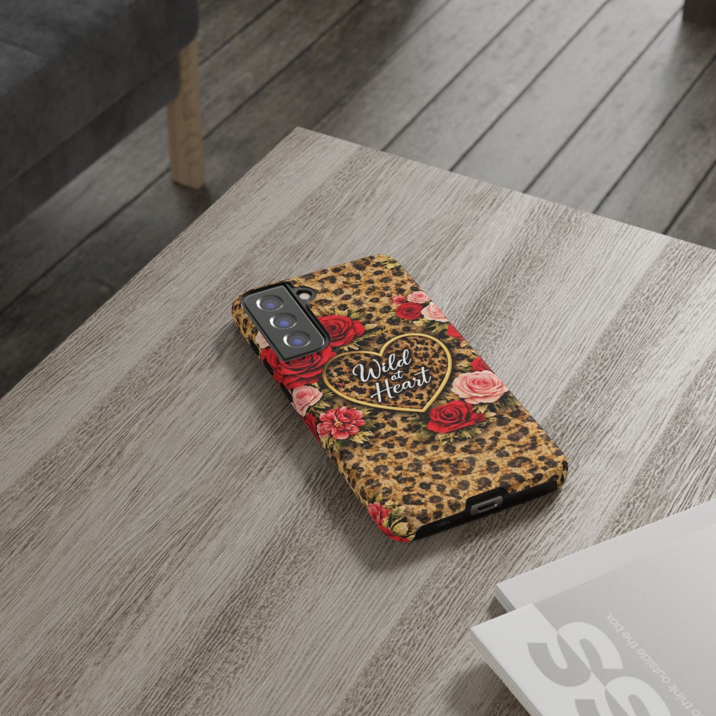 Wild at Heart Leopard Phone Case — Floral Heart Protective Phone Cover