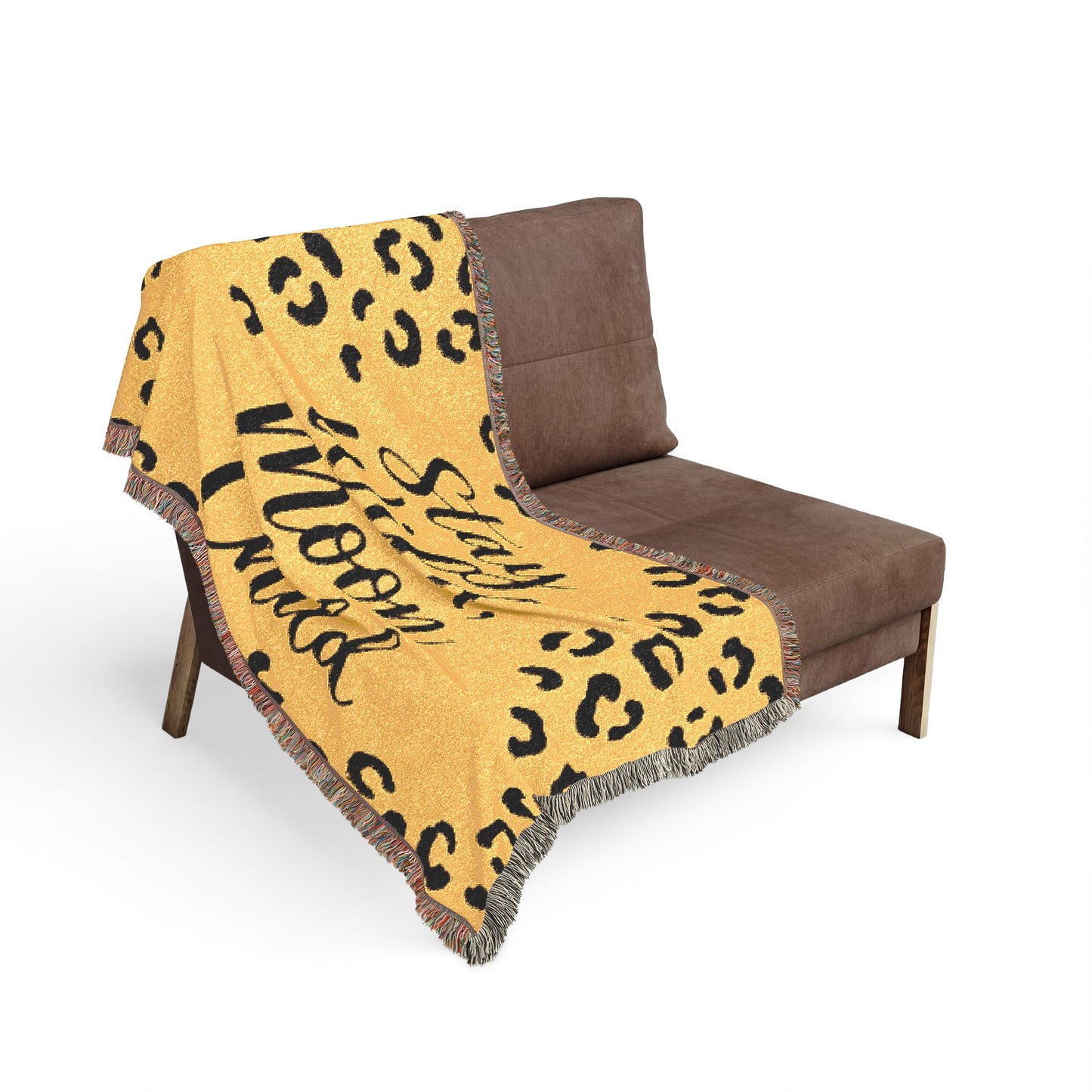 Stay Wild Moon Child Woven Blanket — Leopard Print Boho Throw