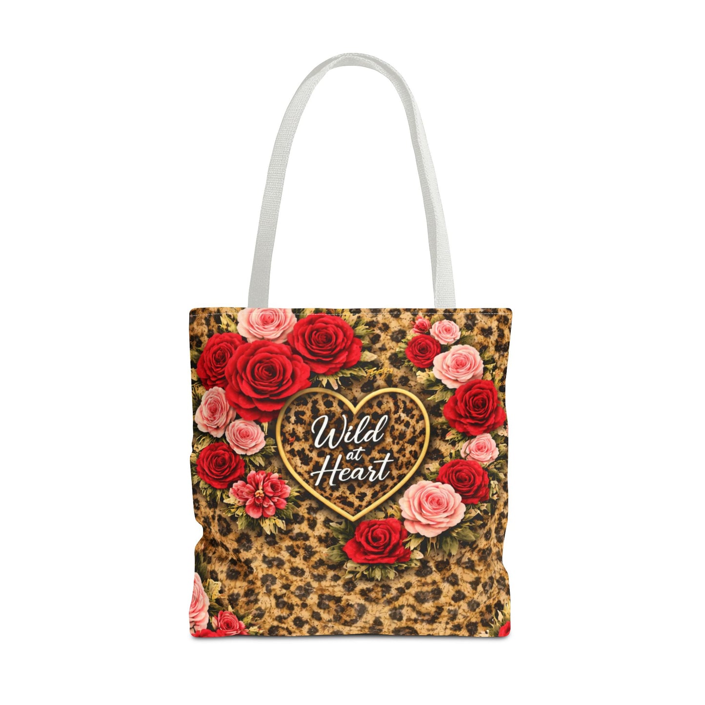 Wild Heart Leopard Rose Tote Bag – Floral Animal Print Shopper