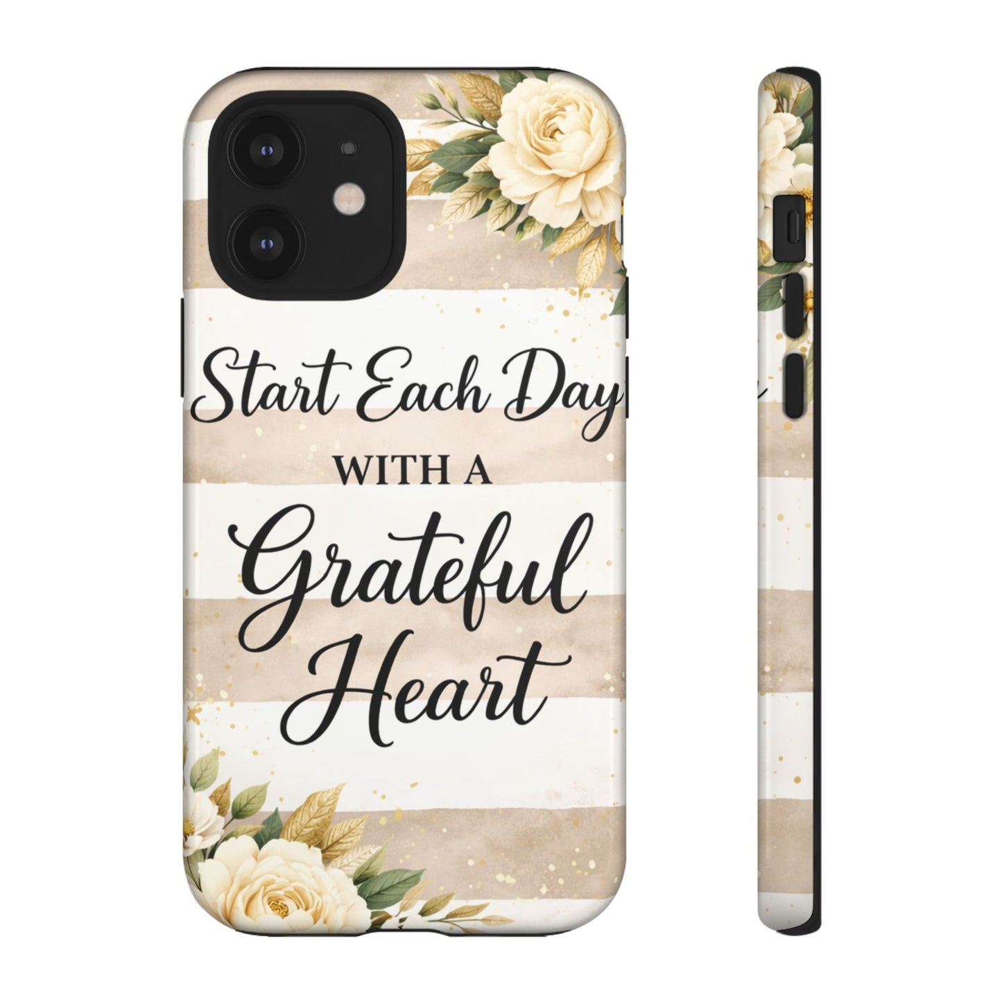 Grateful Heart Tough Case — Floral Striped Protective Phone Case