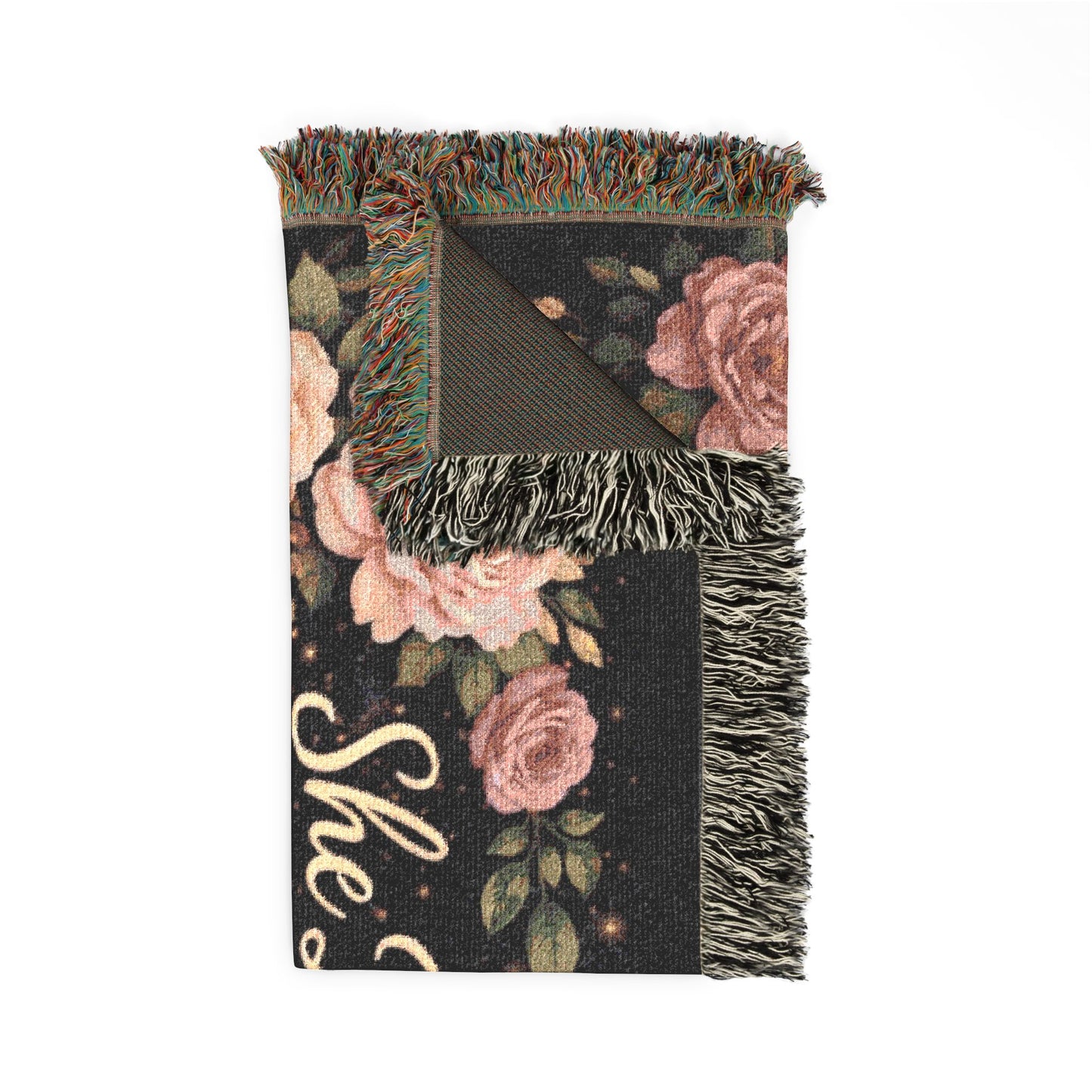 Woven Blanket: "She Believed She Could So She Matched" Floral Stethoscope Throw