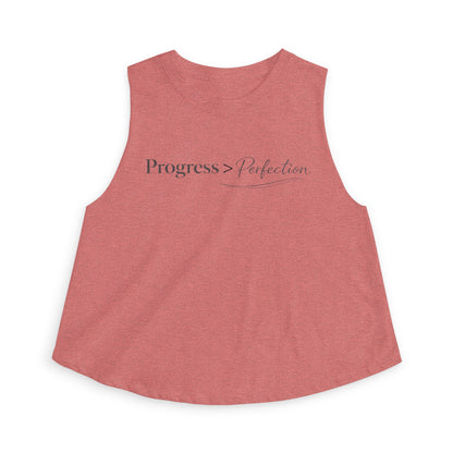 Progress > Perfection Women's Crop Top — Motivational Fitness & Self-Love Tee