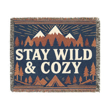 Stay Wild & Cozy Woven Blanket — Mountain Camping Throw