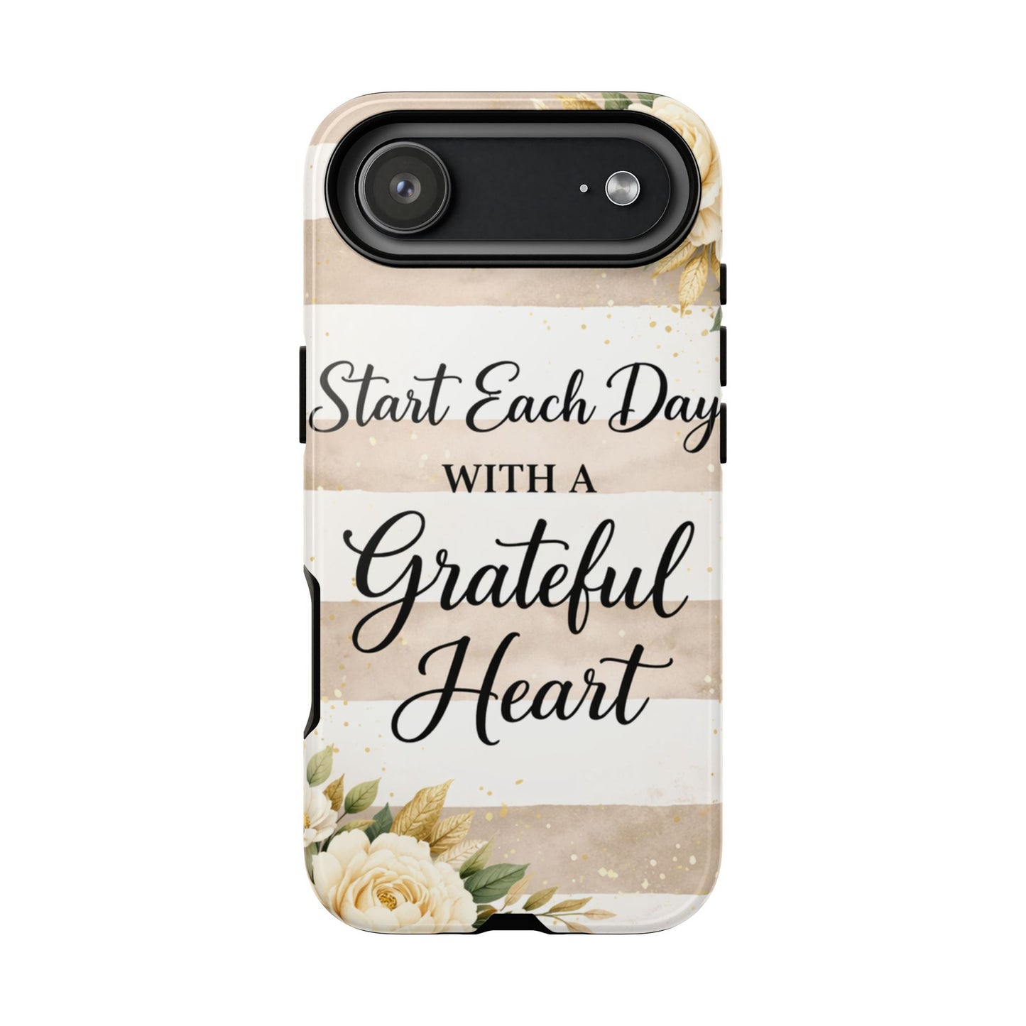 Grateful Heart Tough Case — Floral Striped Protective Phone Case