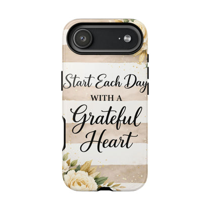 Grateful Heart Tough Case — Floral Striped Protective Phone Case
