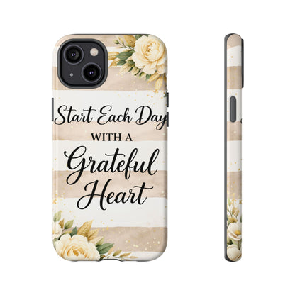 Grateful Heart Tough Case — Floral Striped Protective Phone Case