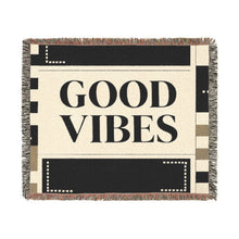 Good Vibes Woven Blanket — Cozy Retro Throw for Living Room & Dorm