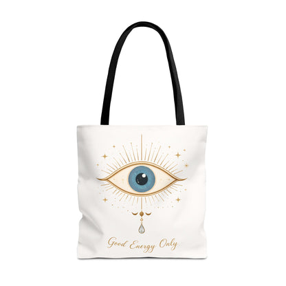 Mystic Eye Tote Bag — 'Good Energy Only' Spiritual Canvas Tote