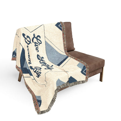 Live Simply, Dream Big Woven Blanket — Inspirational Boho Throw