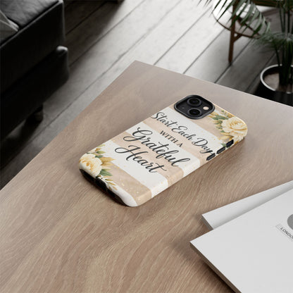 Grateful Heart Tough Case — Floral Striped Protective Phone Case