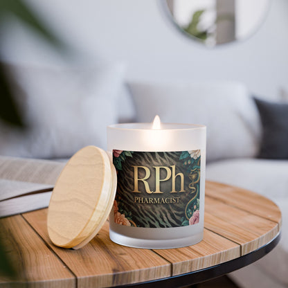 Pharmacist RPh Frosted Glass Candle — 11oz Decorative Gift