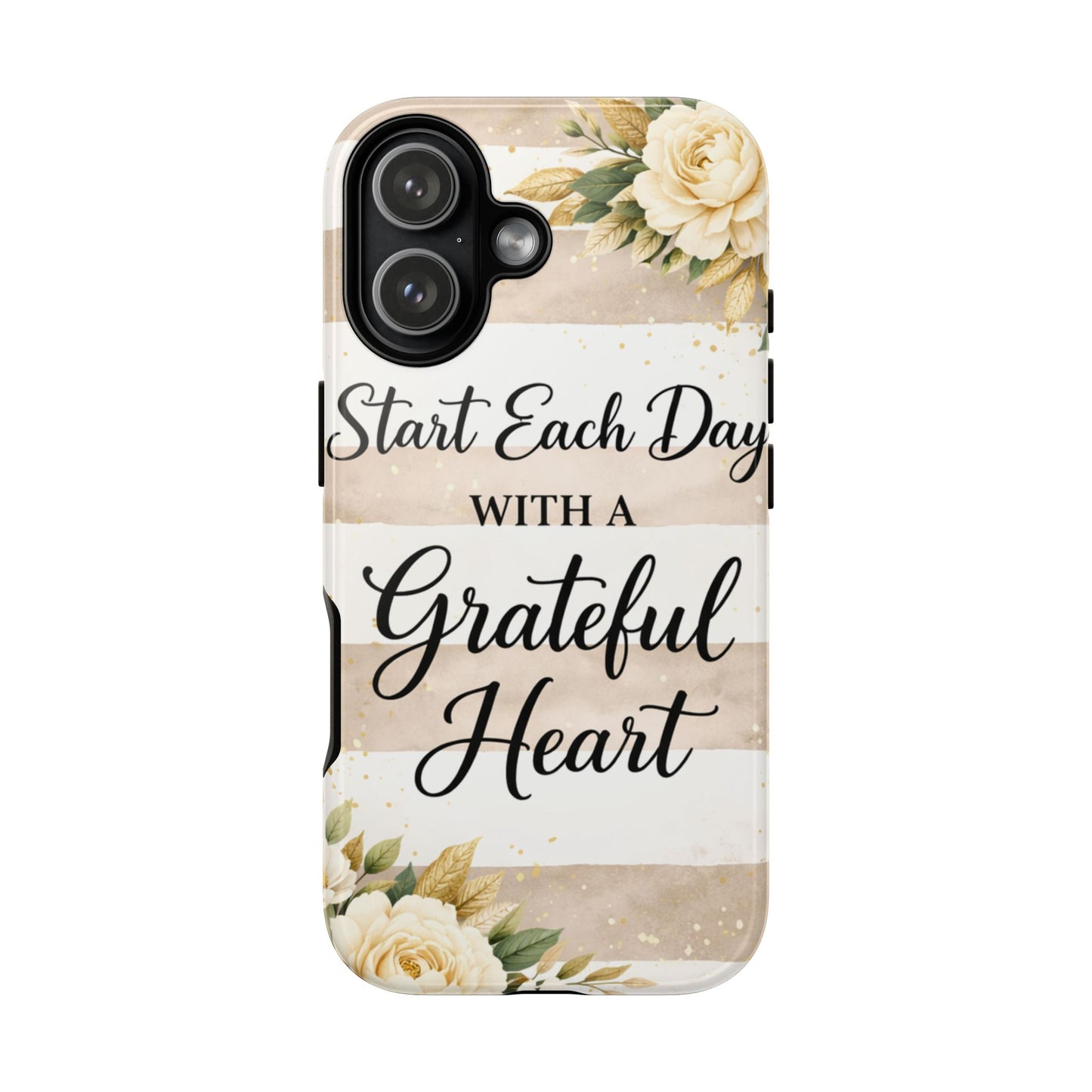 Grateful Heart Tough Case — Floral Striped Protective Phone Case