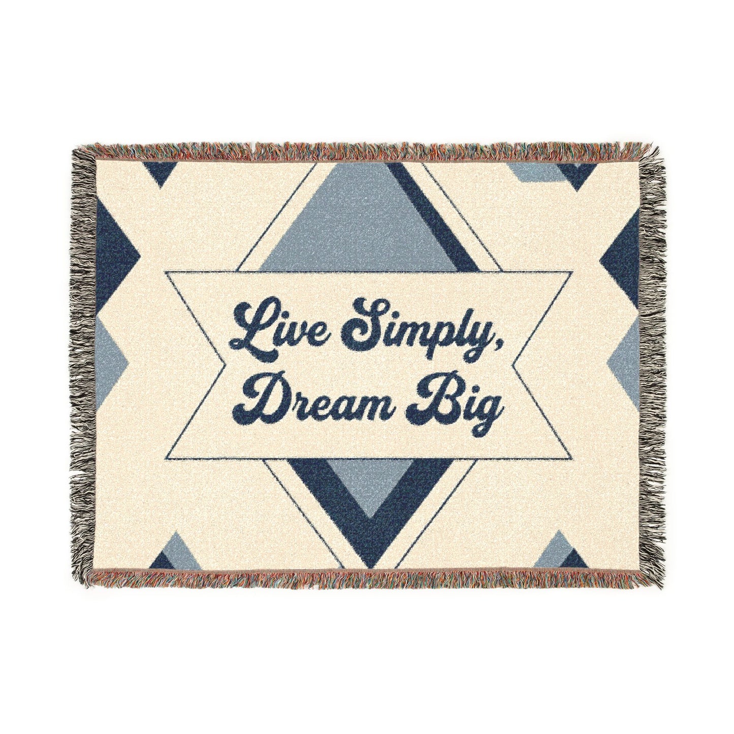 Live Simply, Dream Big Woven Blanket — Inspirational Boho Throw