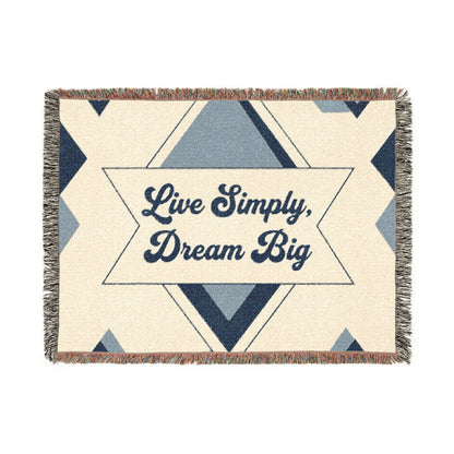 Live Simply, Dream Big Woven Blanket — Inspirational Boho Throw