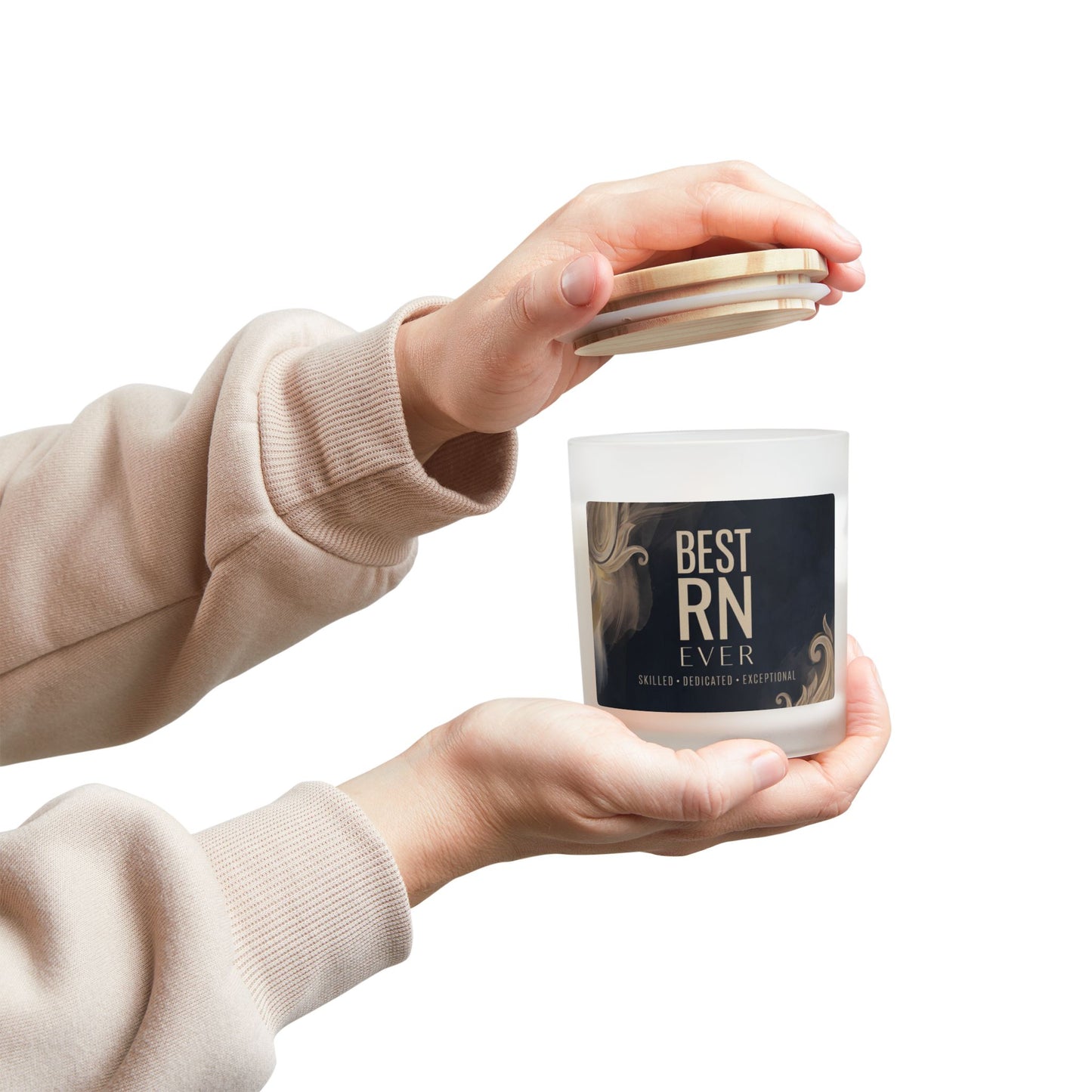Frosted Glass Candle – “Best RN Ever” Scented Gift for Nurses (11 oz)