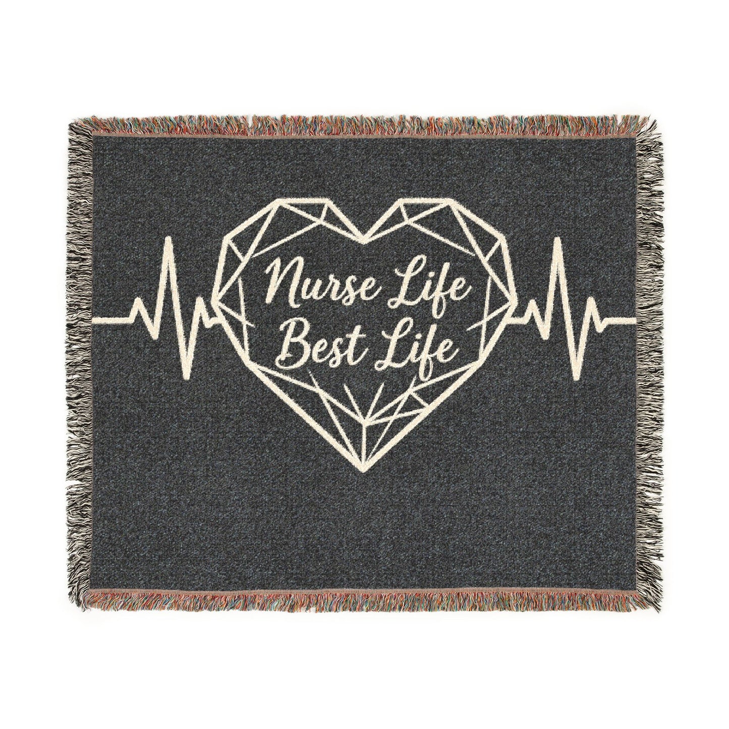 Nurse Life Best Life Woven Blanket — Heartbeat ECG Nurse Throw