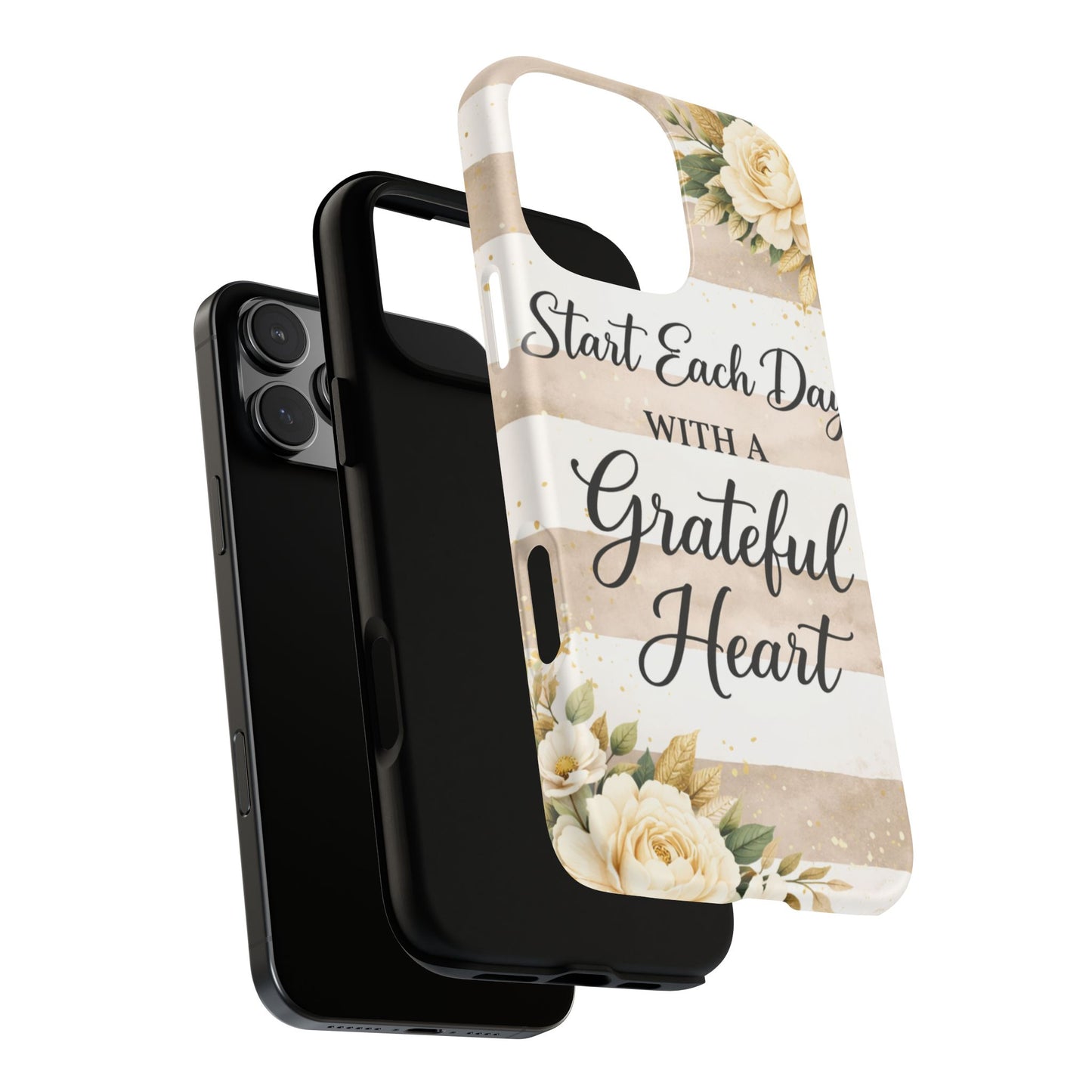 Grateful Heart Tough Case — Floral Striped Protective Phone Case
