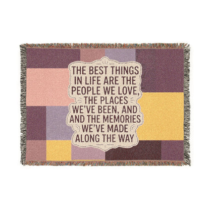 'The Best Things in Life' Woven Blanket – Cozy Inspirational Throw