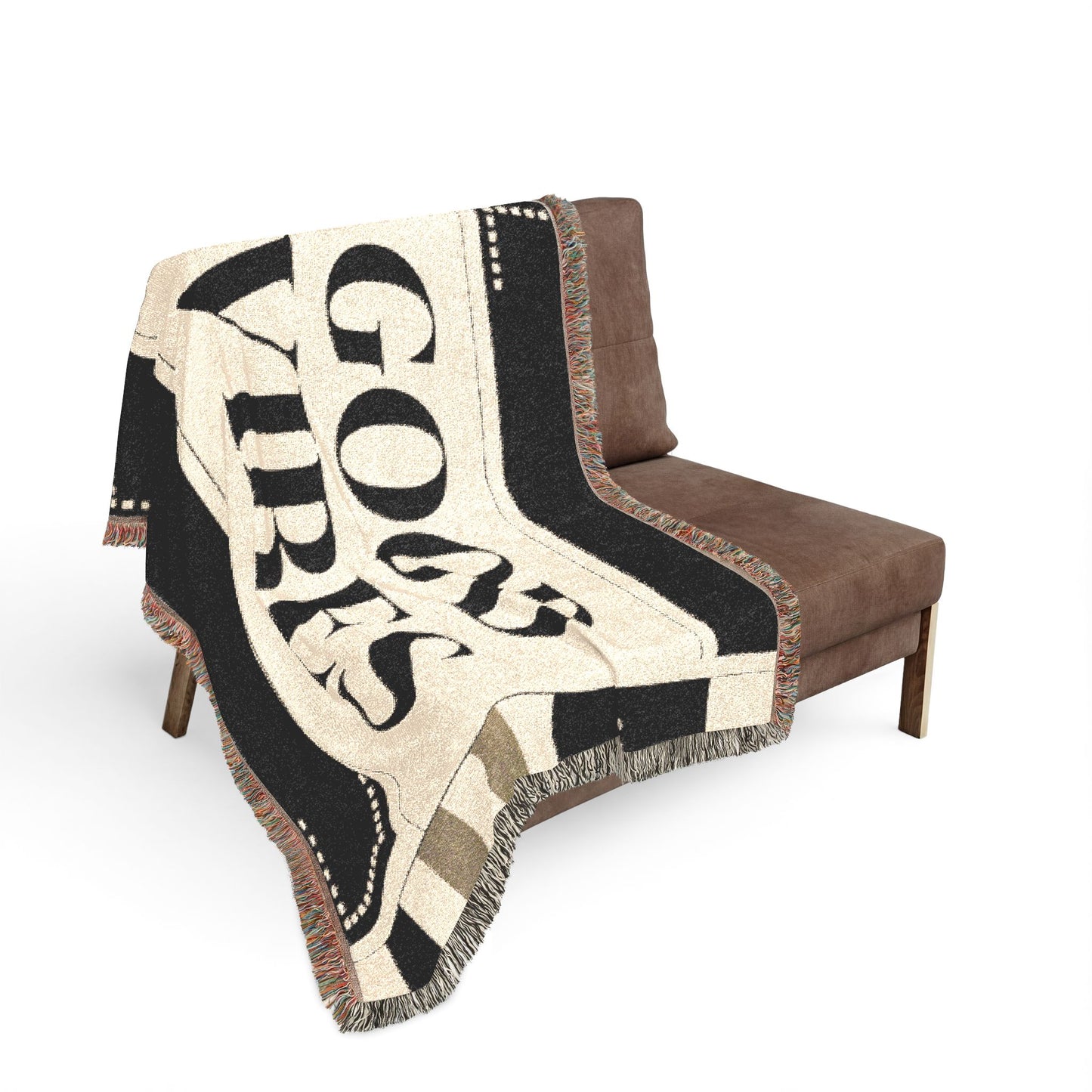 Good Vibes Woven Blanket — Cozy Retro Throw for Living Room & Dorm