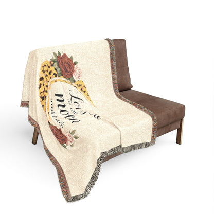 Love You to the Moon Woven Blanket — Cozy Floral Crescent Moon Throw