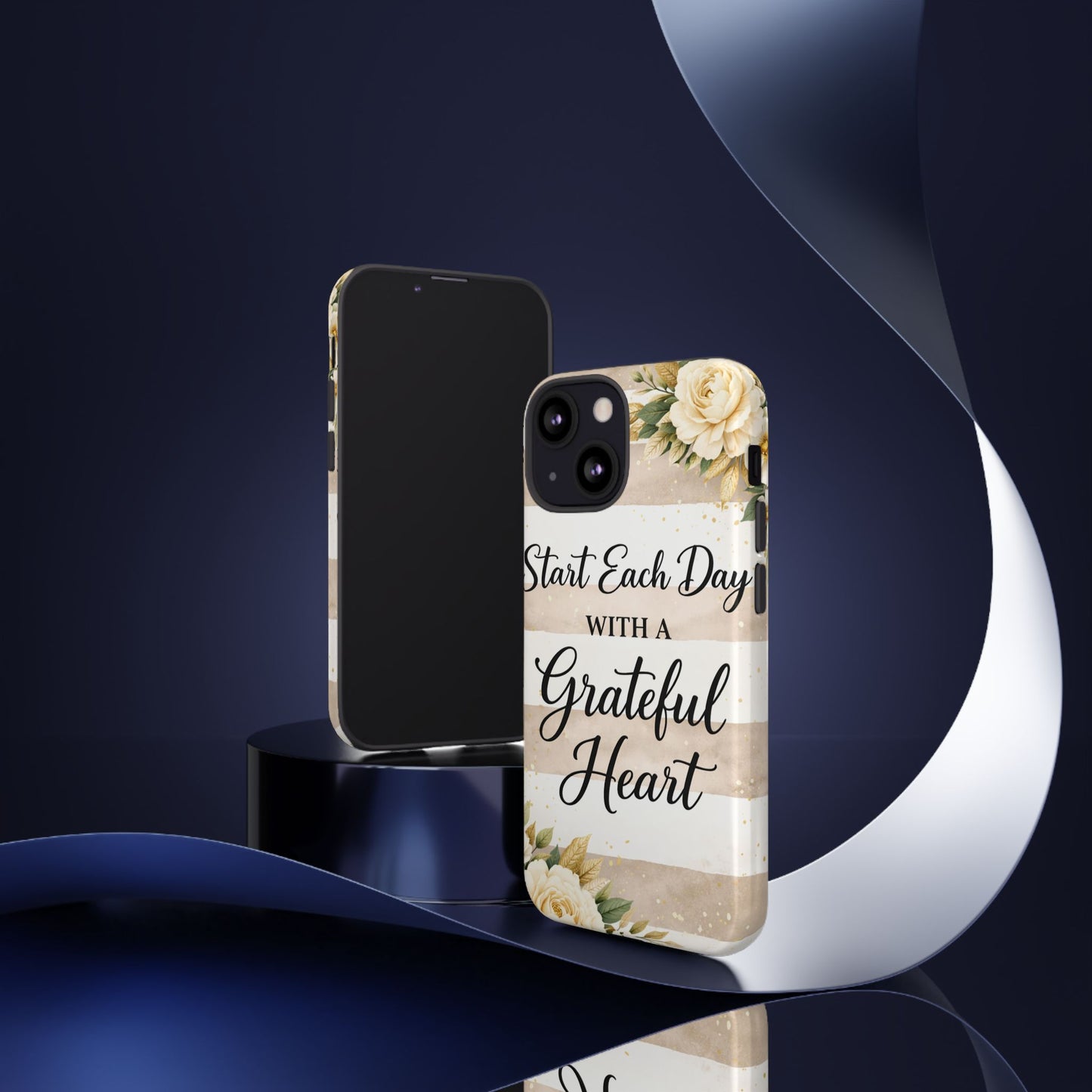 Grateful Heart Tough Case — Floral Striped Protective Phone Case