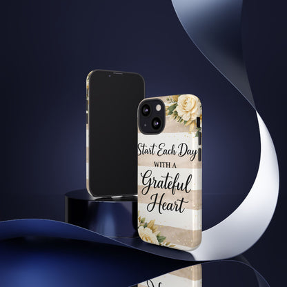 Grateful Heart Tough Case — Floral Striped Protective Phone Case