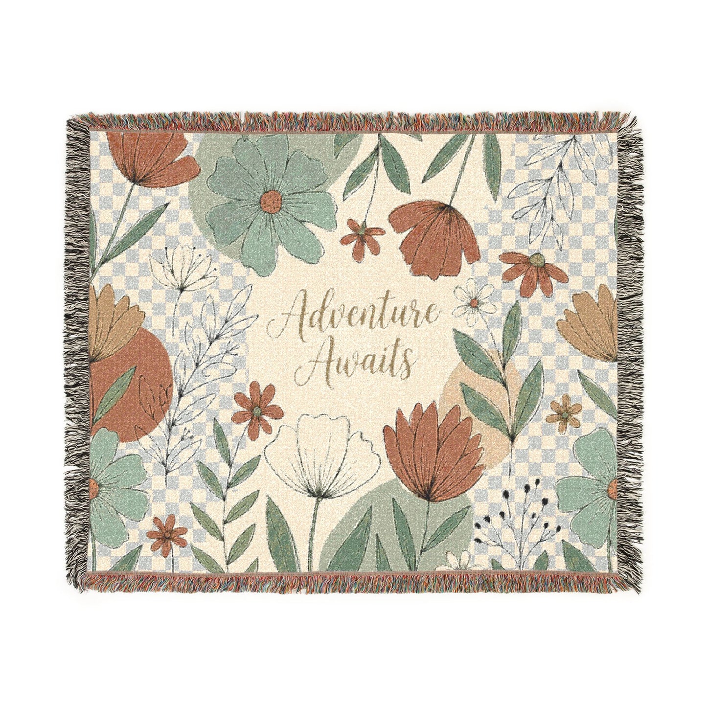 Adventure Awaits Floral Woven Blanket