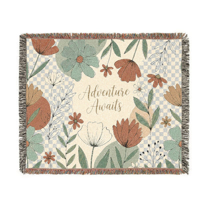 Adventure Awaits Floral Woven Blanket