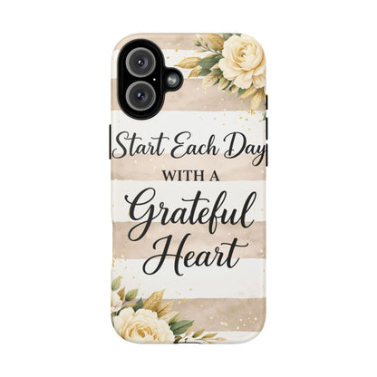 Grateful Heart Tough Case — Floral Striped Protective Phone Case