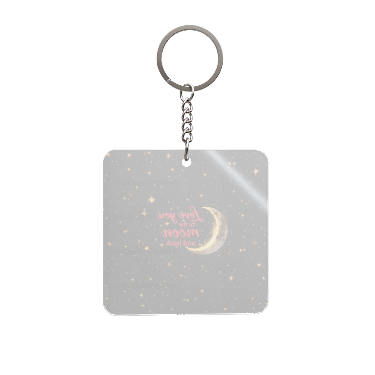 “Love You to the Moon” Starry Crescent Keyring