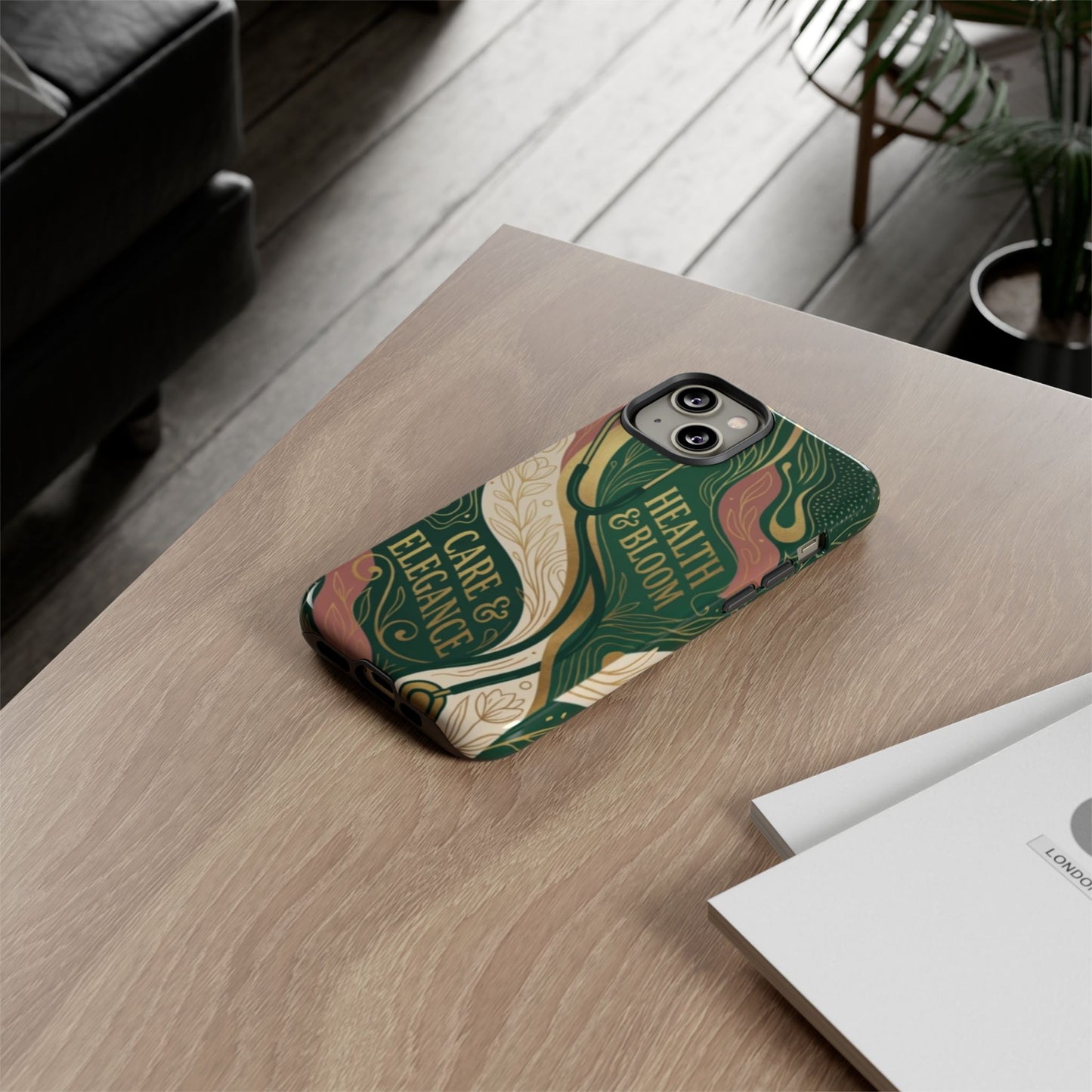 Floral 'Health & Bloom, Care & Elegance' Protective Phone Case