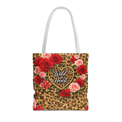 Wild Heart Leopard Rose Tote Bag – Floral Animal Print Shopper