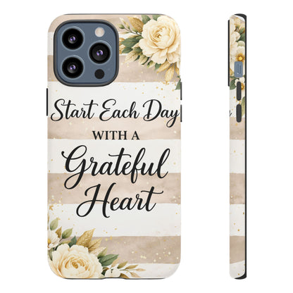Grateful Heart Tough Case — Floral Striped Protective Phone Case