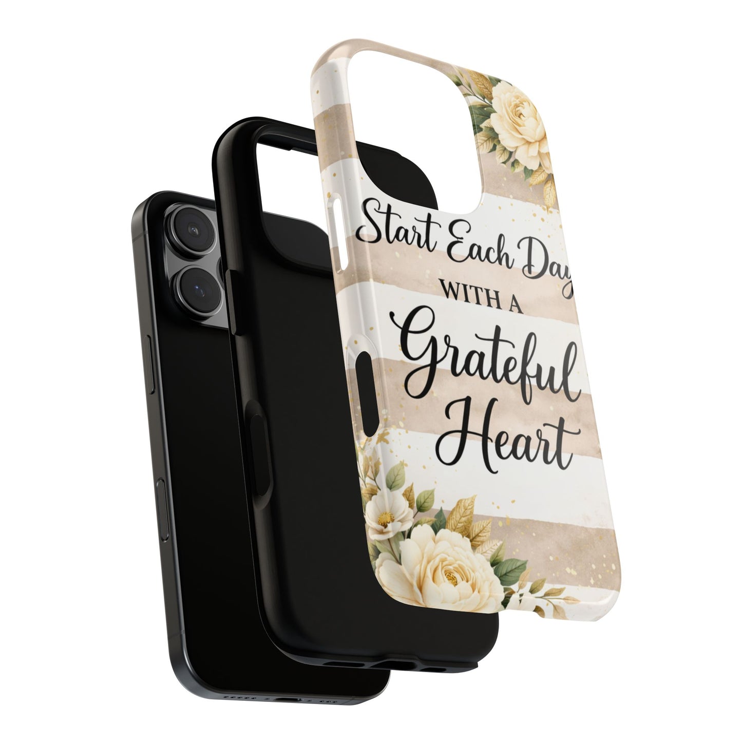 Grateful Heart Tough Case — Floral Striped Protective Phone Case