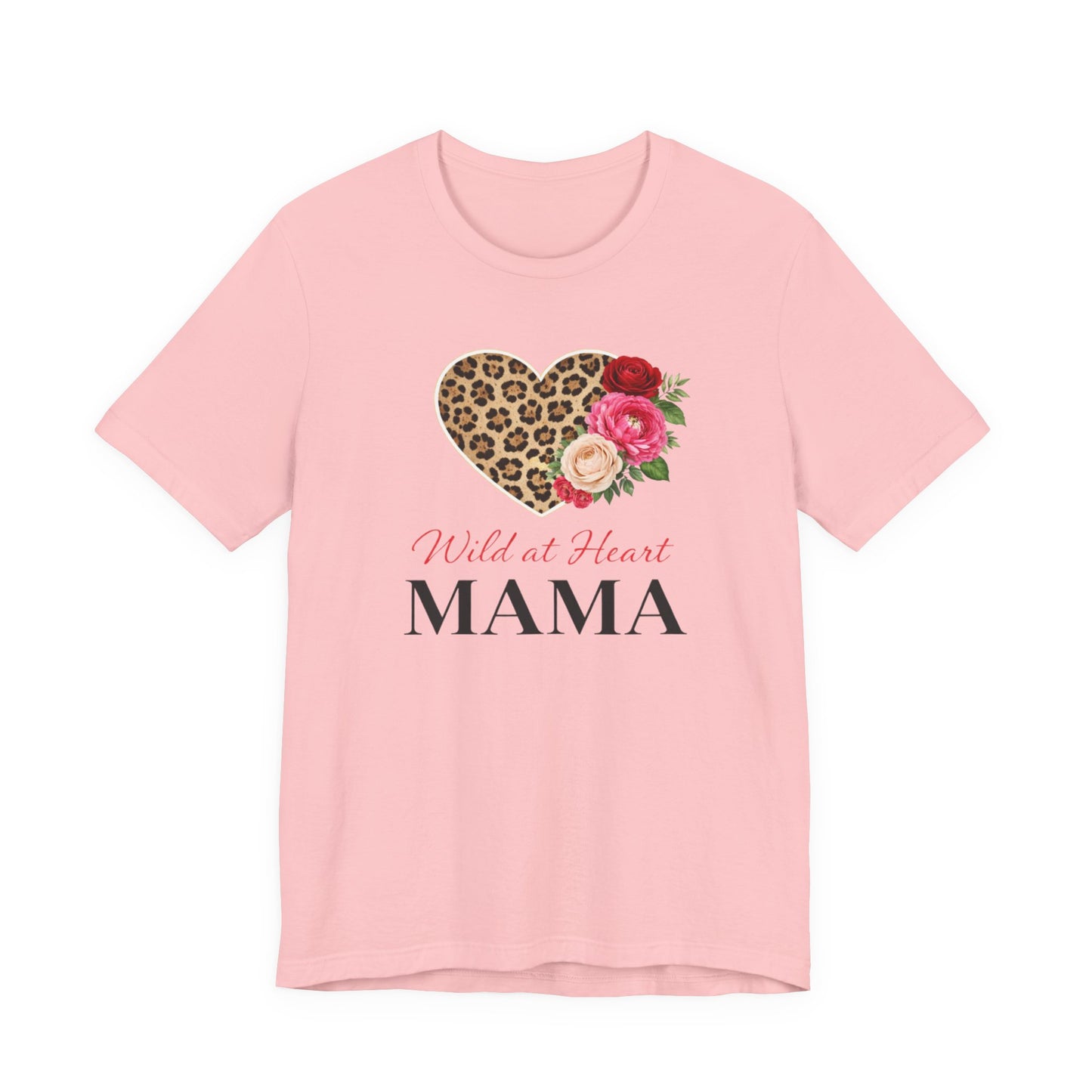 Mama Leopard Heart T-Shirt — "Wild at Heart" Floral Mom Tee