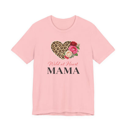 Mama Leopard Heart T-Shirt — "Wild at Heart" Floral Mom Tee