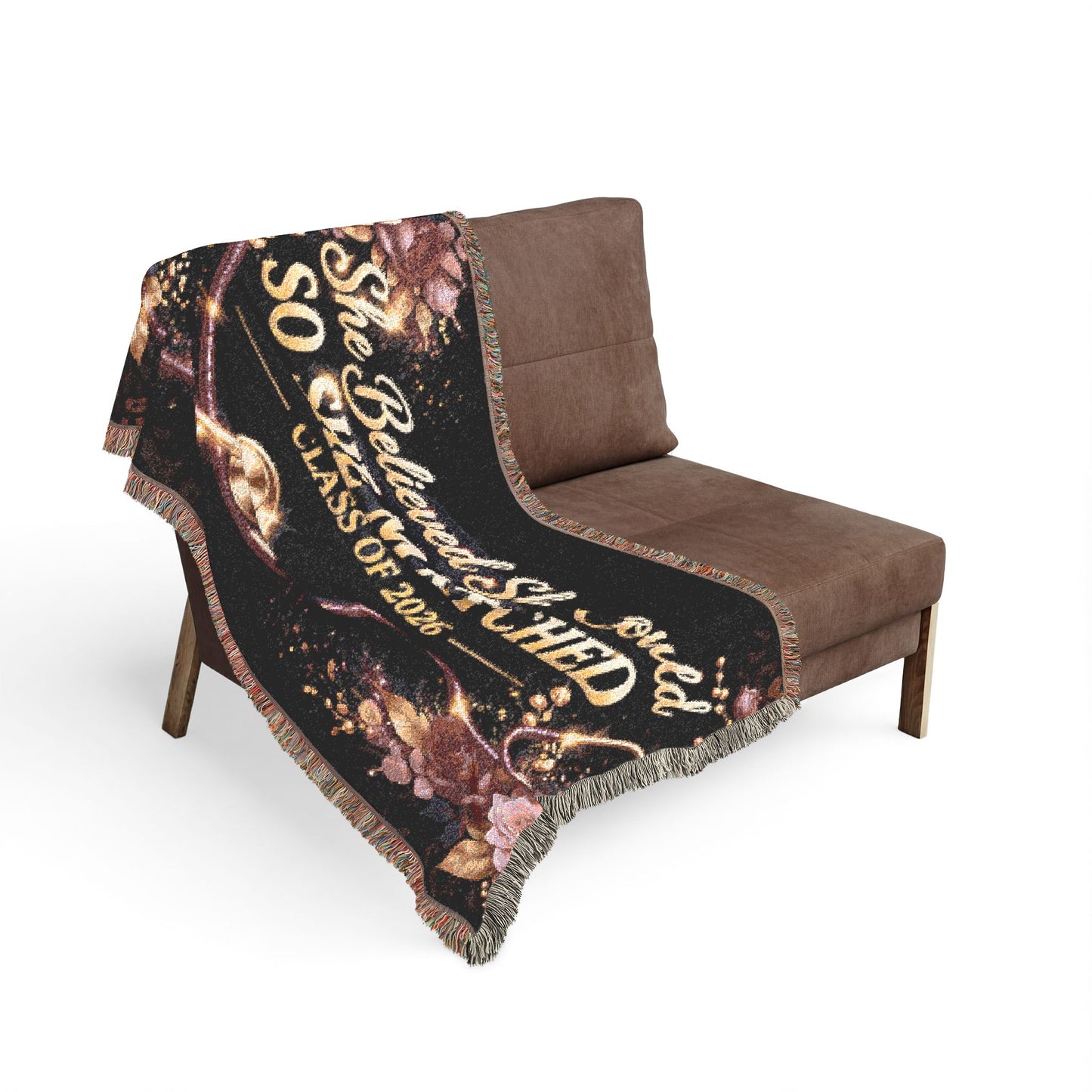 Graduation Woven Blanket — "She Believed She Could So She Matched" Class of 2026