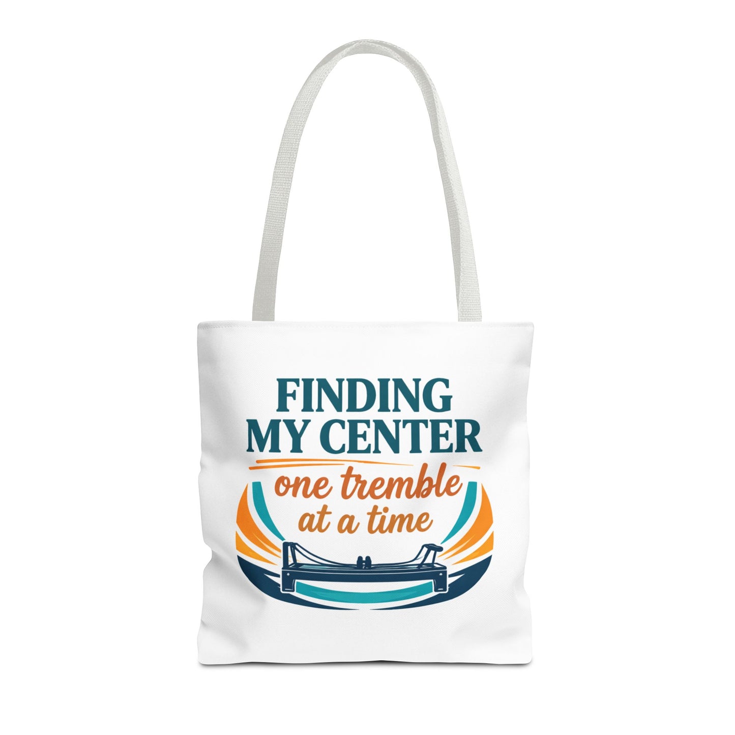Finding My Center Pilates Tote Bag — “Finding My Center One Tremble at a Time”