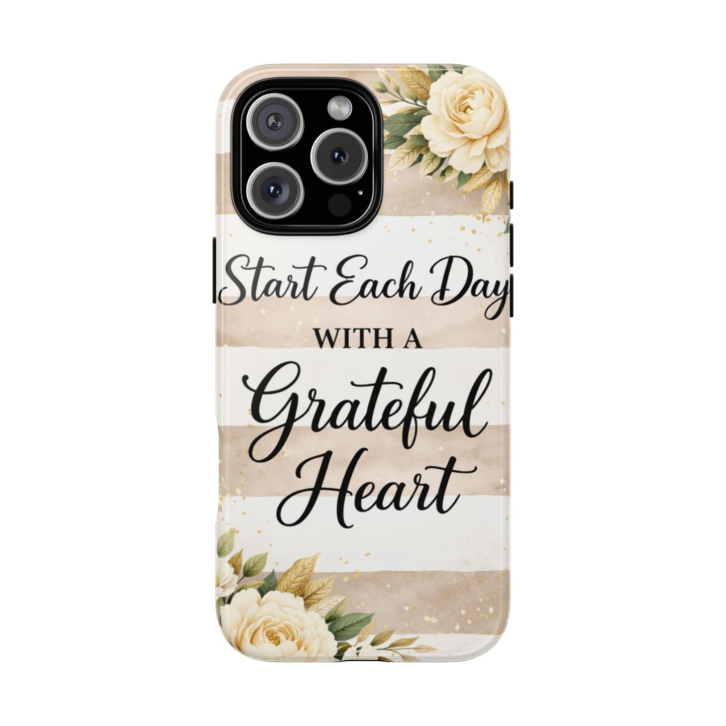 Grateful Heart Tough Case — Floral Striped Protective Phone Case