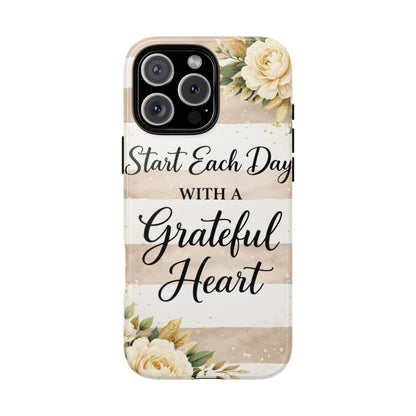Grateful Heart Tough Case — Floral Striped Protective Phone Case