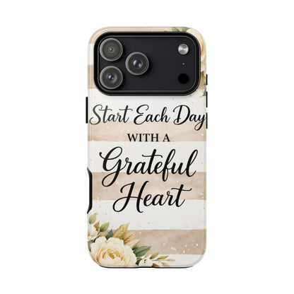 Grateful Heart Tough Case — Floral Striped Protective Phone Case