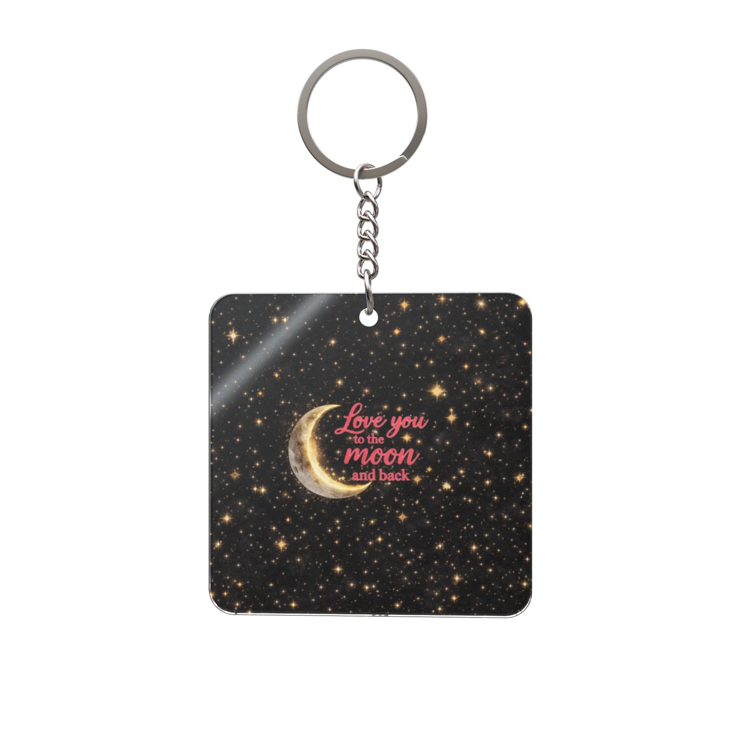 “Love You to the Moon” Starry Crescent Keyring