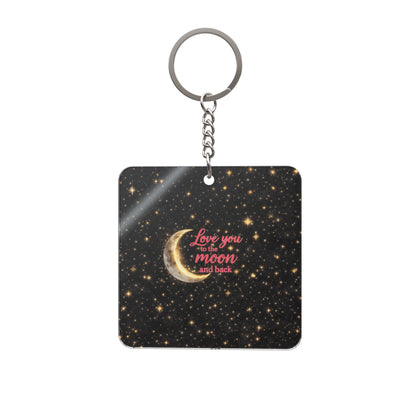 “Love You to the Moon” Starry Crescent Keyring