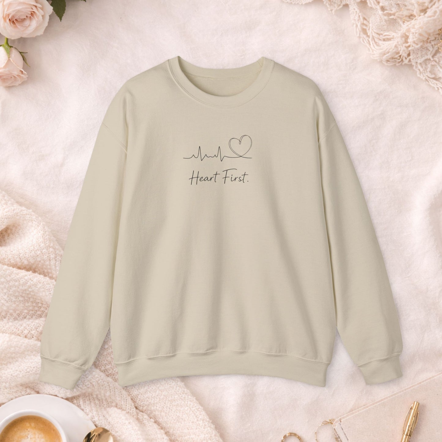 Heart Full Minimal Heartbeat Crewneck Sweatshirt