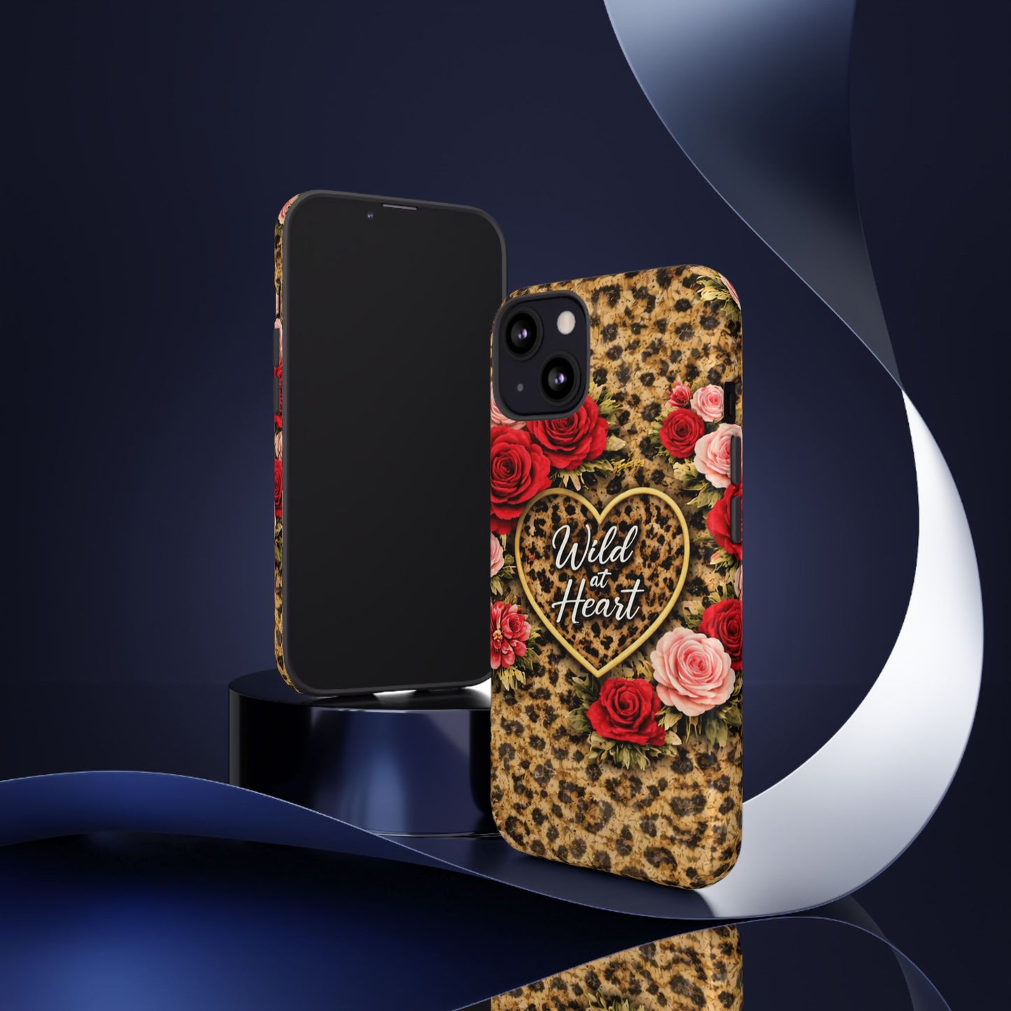 Wild at Heart Leopard Phone Case — Floral Heart Protective Phone Cover