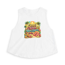 Crop Top — "Good Vibes & Tan Lines" Tropical Beach Tank
