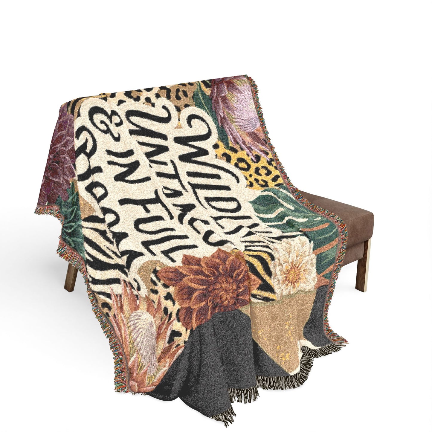 "Wildly Untamed & In Full Bloom" Floral Throw Blanket Woven Blanket —