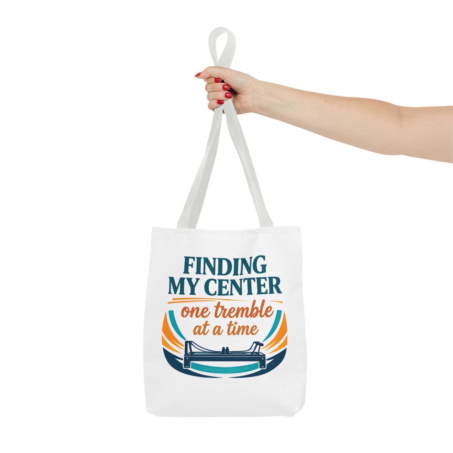 Finding My Center Pilates Tote Bag — “Finding My Center One Tremble at a Time”