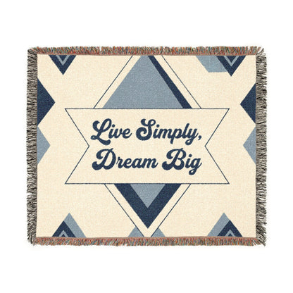 Live Simply, Dream Big Woven Blanket — Inspirational Boho Throw